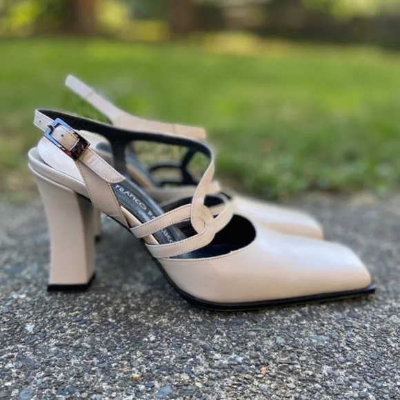 Franco Paolucci square toe leather strap heel Sz 35 - Picture 4 of 9
